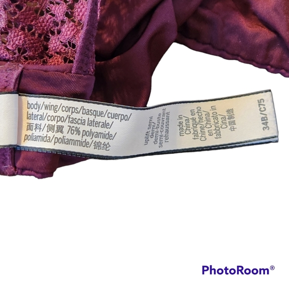 VICTORIAS SECRET UPLIFT SEMI DEMI BRA LACE RACERBACK SIZE 34B EUC - Picture 7 of 10